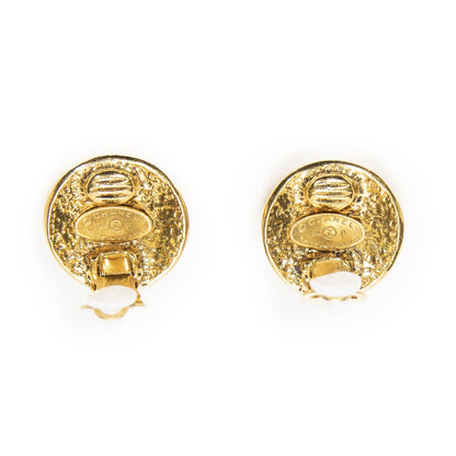 Chanel CC Logo Round Clip-On Earrings Gold Plated — view 3