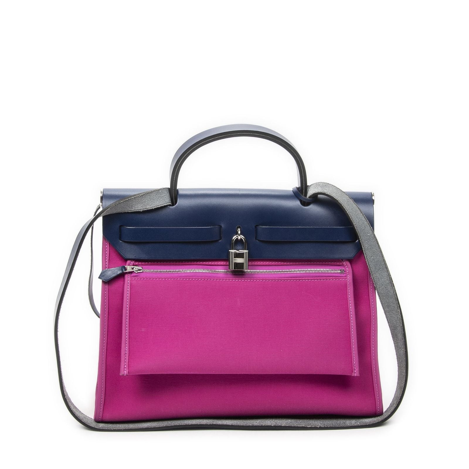 Hermes Herbag Zip Royal Blue Toile Officier Handbag — view 5
