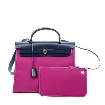 Hermes Herbag Zip Royal Blue Toile Officier Handbag