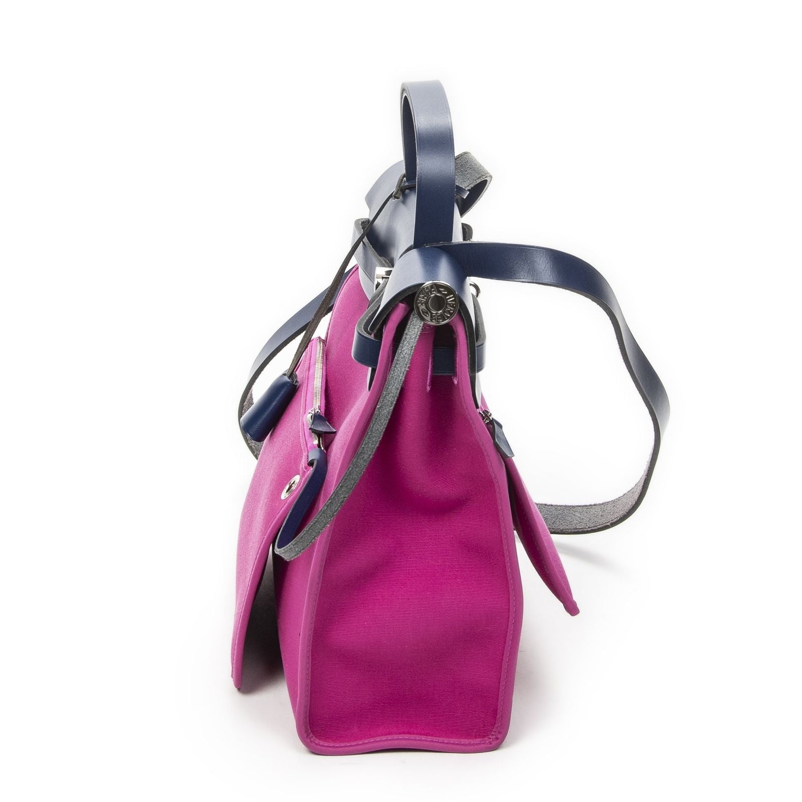 Hermes Herbag Zip Royal Blue Toile Officier Handbag — view 3