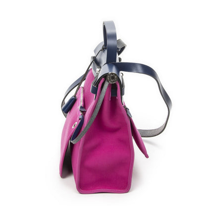 Hermes Herbag Zip Royal Blue Toile Officier Handbag — view 3
