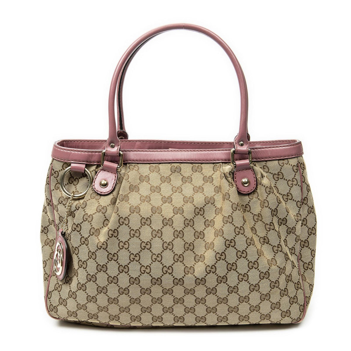 Gucci Sukey Tote Bag Beige Pink GG Canvas
