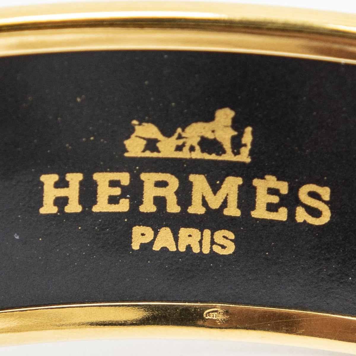 Hermes Enamel Bangle Black Gold Plated Bracelet — view 4