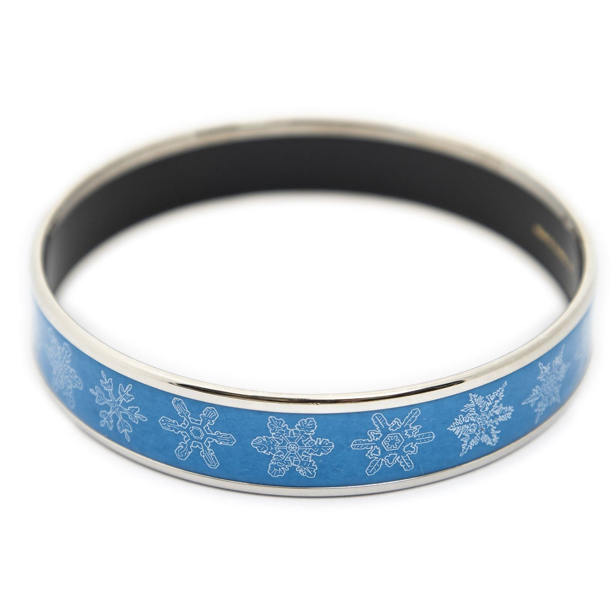 Hermes Enamel Bangle Blue Snowflake Motif Bracelet — view 2