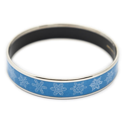 Hermes Enamel Bangle Blue Snowflake Motif Bracelet — view 2