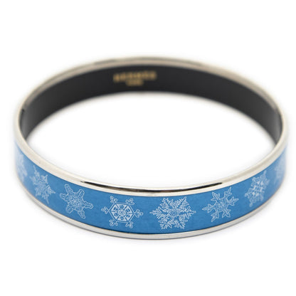 Hermes Enamel Bangle Blue Snowflake Motif Bracelet — view 3