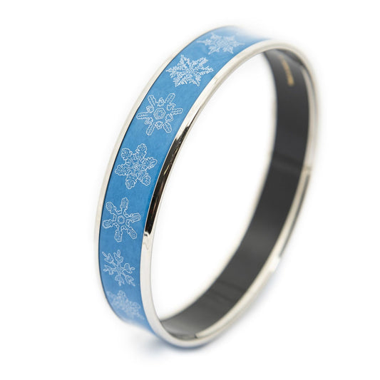 Hermes Enamel Bangle Blue Snowflake Motif Bracelet