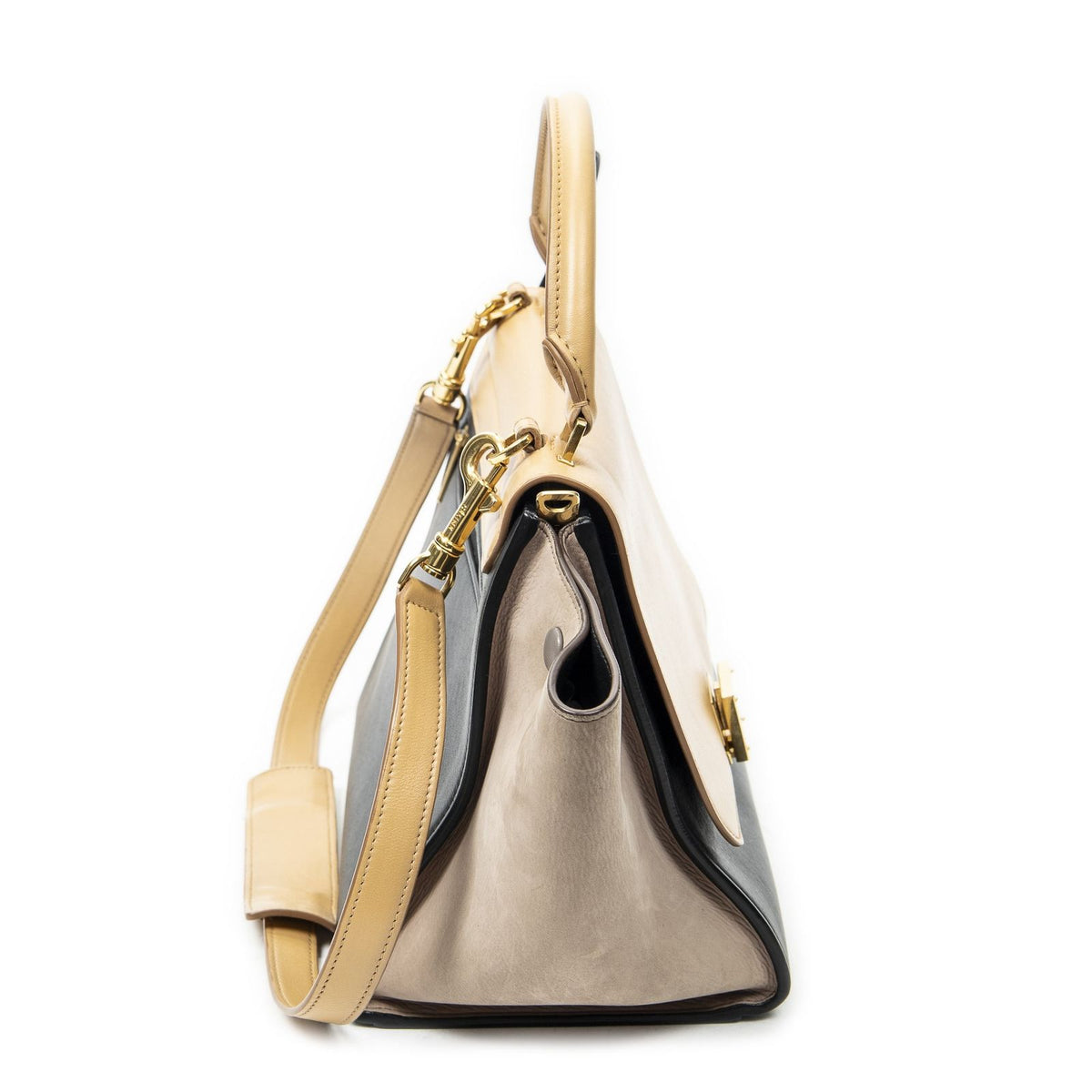 Celine Small Tricolor Trapeze Black Light Orange Top Calfskin Leather — view 4