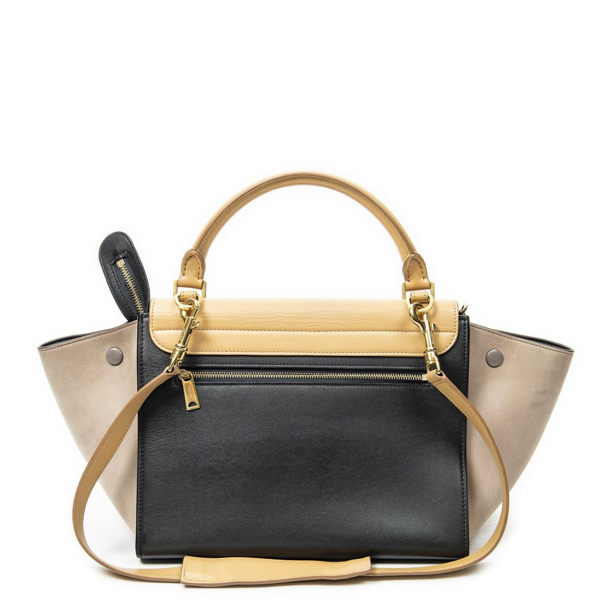 Celine Small Tricolor Trapeze Black Light Orange Top Calfskin Leather — view 5
