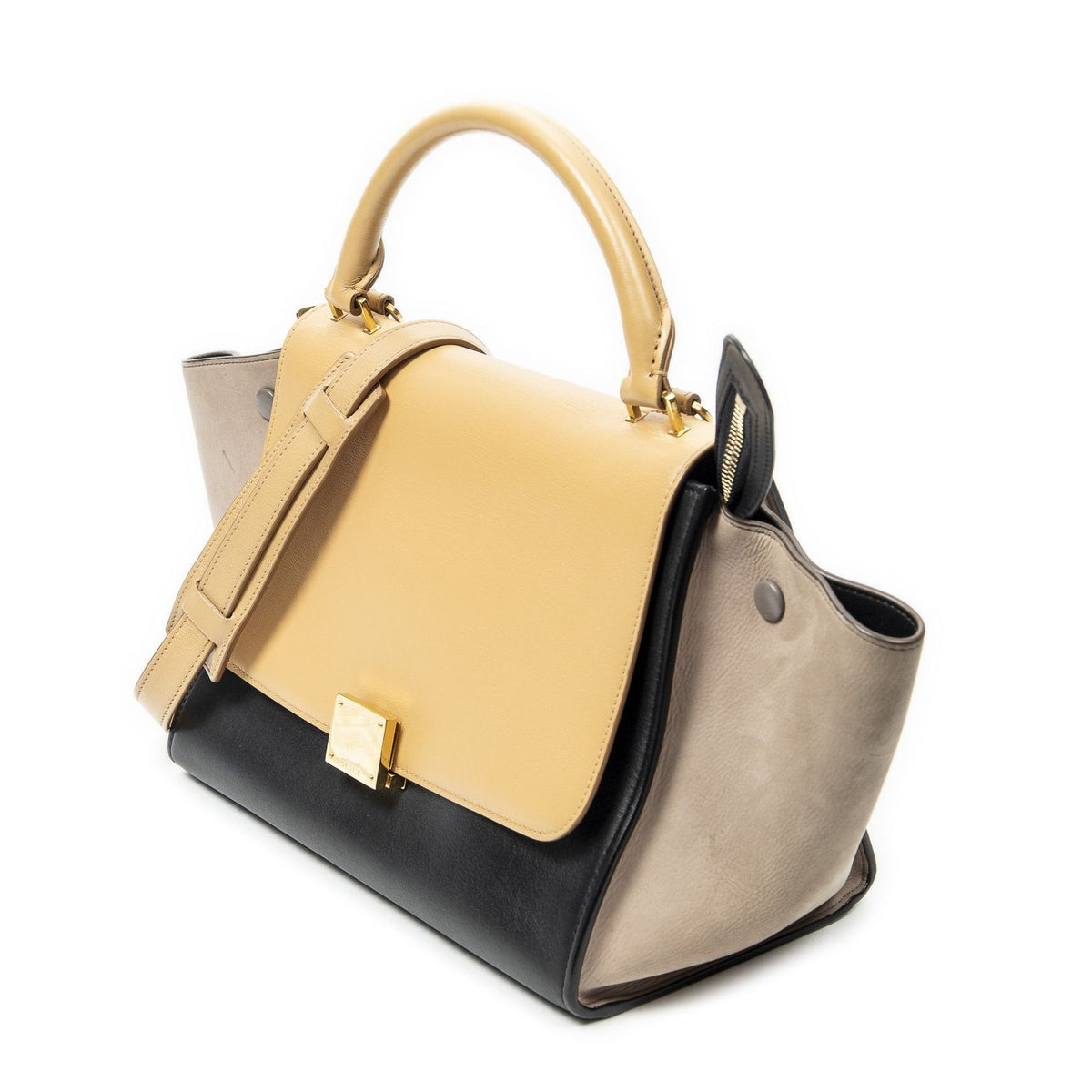 Celine Small Tricolor Trapeze Black Light Orange Top Calfskin Leather — view 2