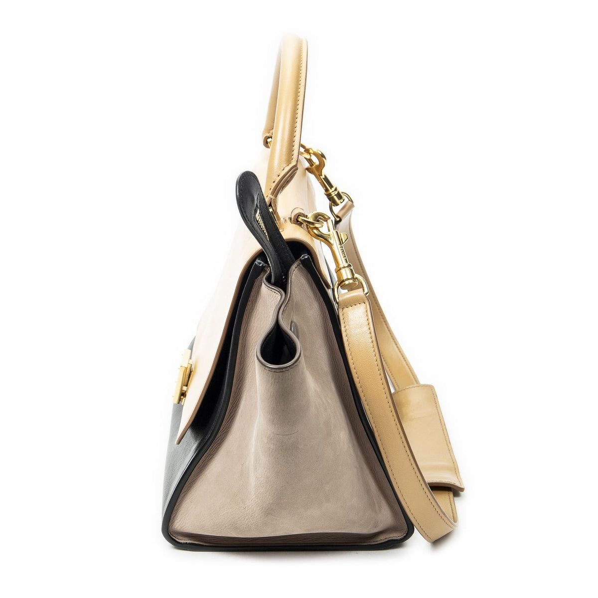 Celine Small Tricolor Trapeze Black Light Orange Top Calfskin Leather — view 3