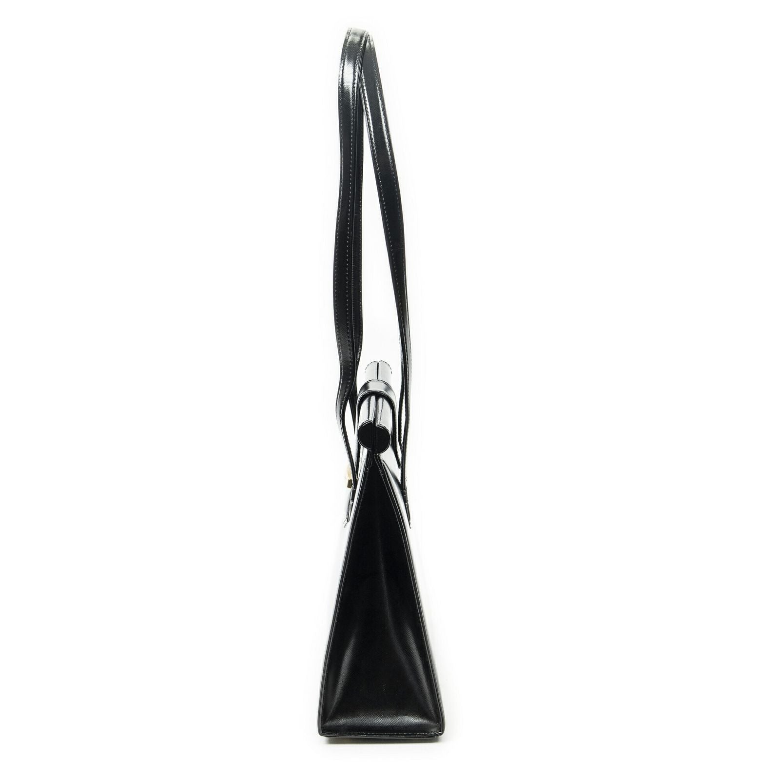 Saint Laurent Vintage Frame Shoulder Bag Black Smooth Leather — view 3