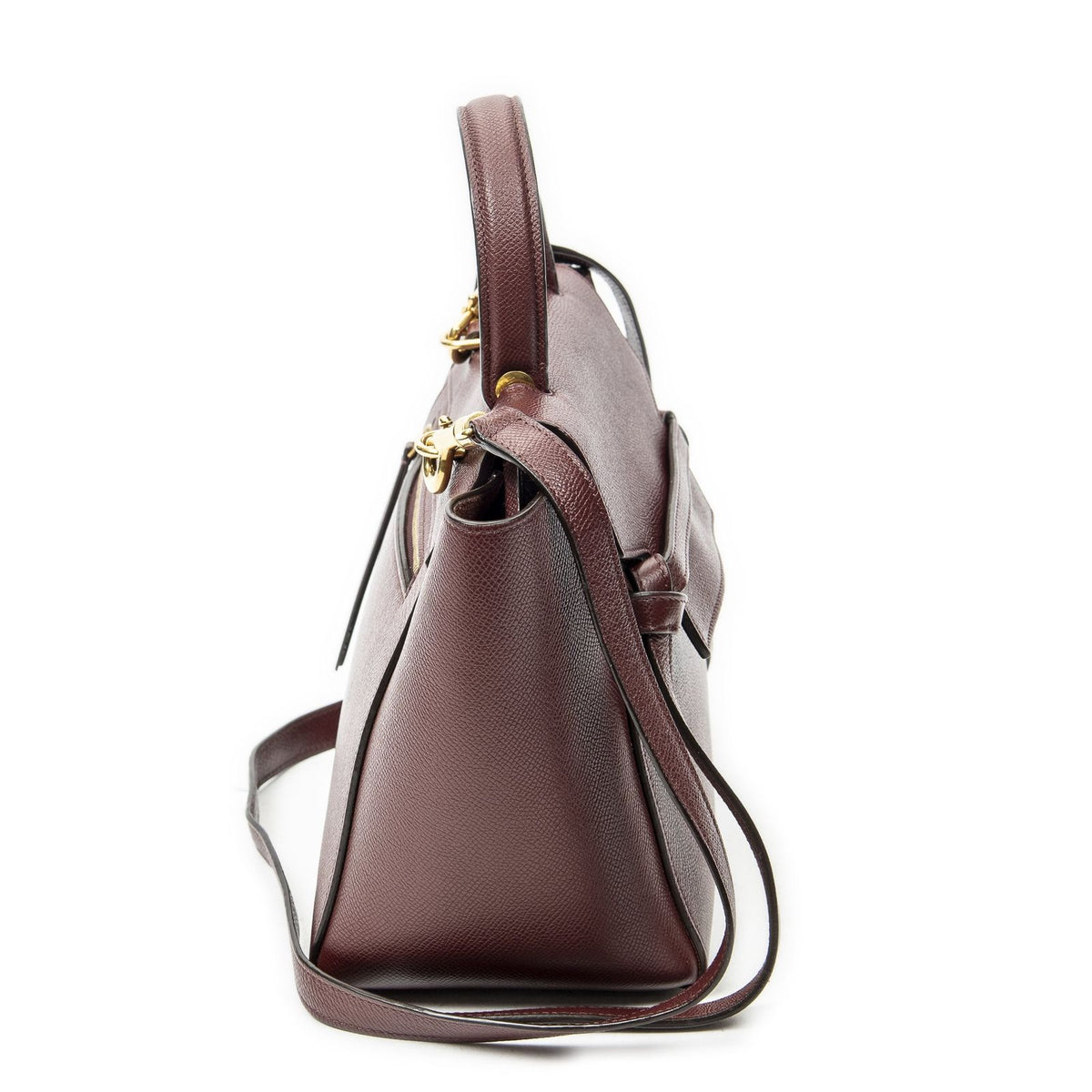 Celine Micro Belt Bag Burgundy Gray Calfskin Leather — view 4