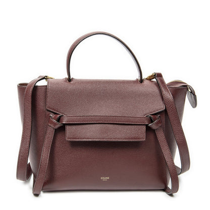 Celine Micro Belt Bag Burgundy Gray Calfskin Leather