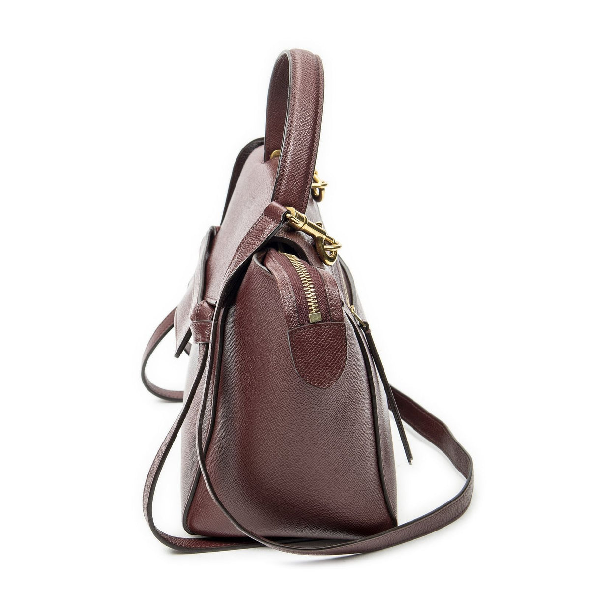 Celine Micro Belt Bag Burgundy Gray Calfskin Leather — view 3