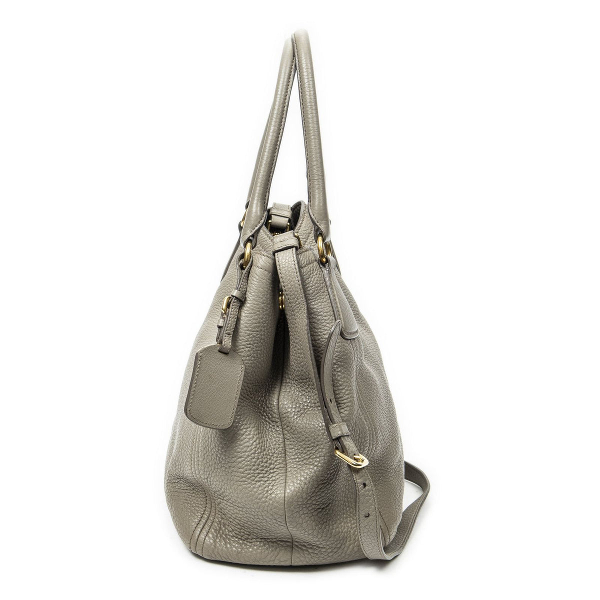 Prada Convertible Tote Bag Gray Vitello Dyno — view 3