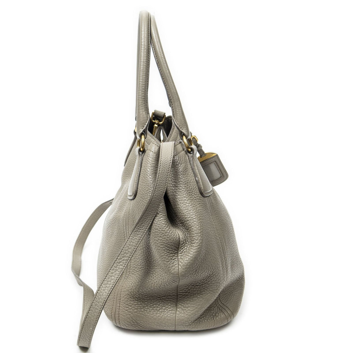 Prada Convertible Tote Bag Gray Vitello Dyno — view 4