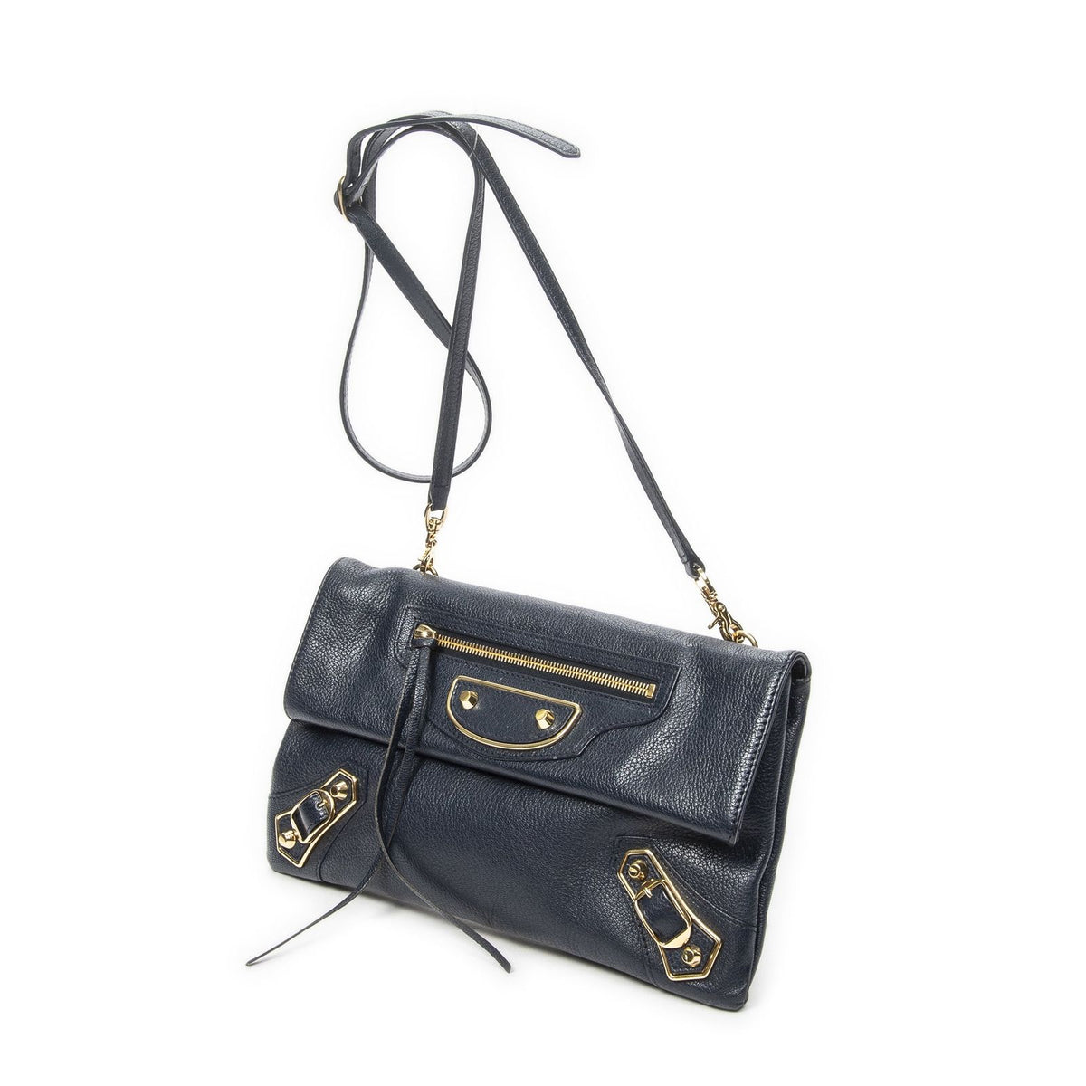 Balenciaga Envelope Clutch Navy Gray Leather — view 2