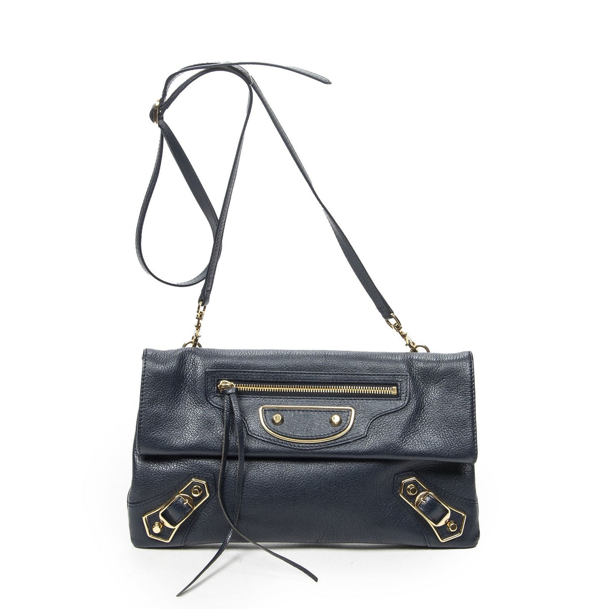 Balenciaga Envelope Clutch Navy Gray Leather