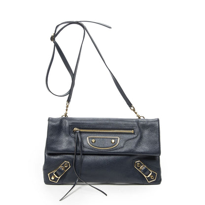 Balenciaga Envelope Clutch Navy Gray Leather