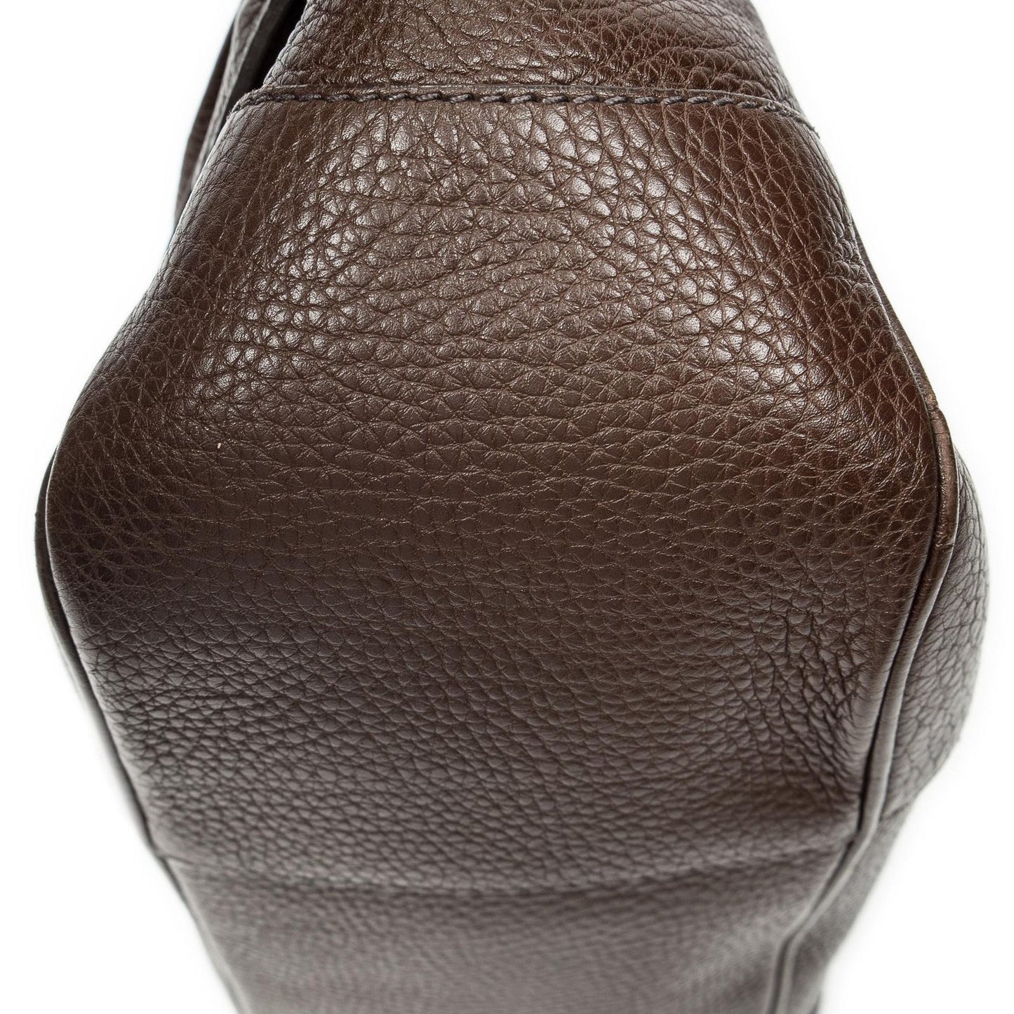 Prada Side Drawstring Push Lock Flap Bag Dark Brown Vitello Dyno — view 7