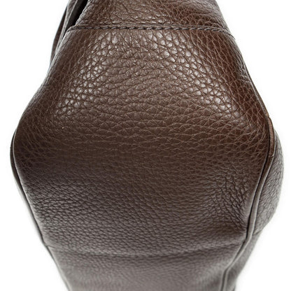 Prada Side Drawstring Push Lock Flap Bag Dark Brown Vitello Dyno — view 7