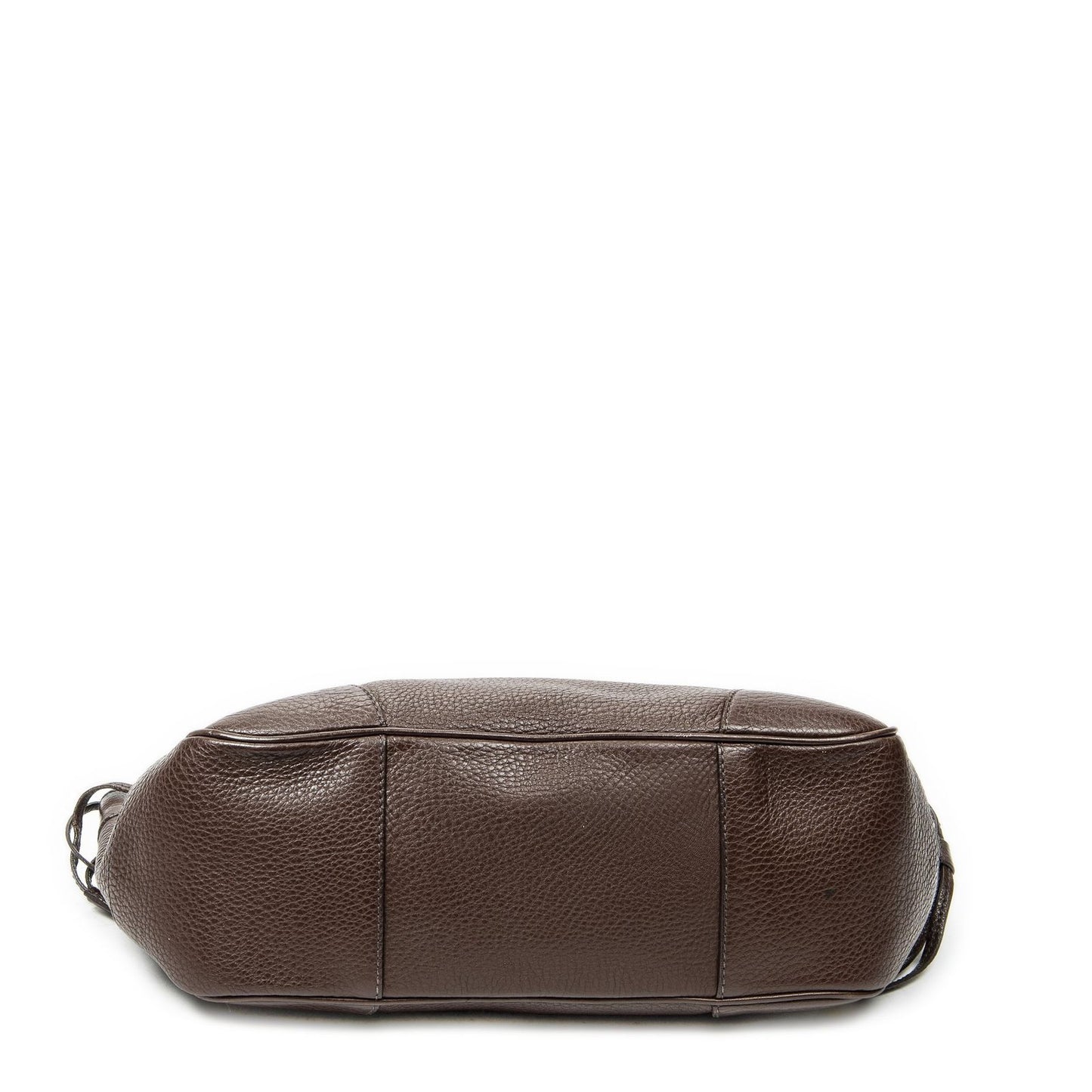 Prada Side Drawstring Push Lock Flap Bag Dark Brown Vitello Dyno — view 6