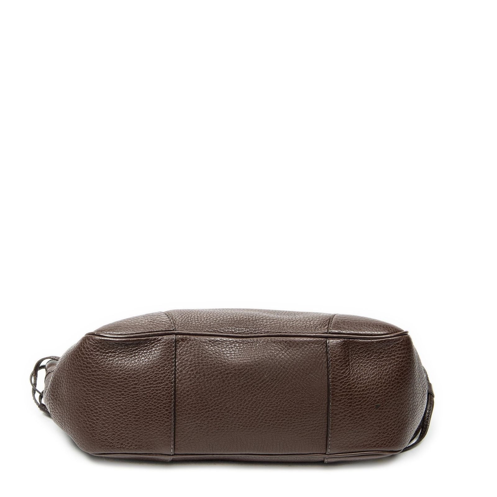 Prada Side Drawstring Push Lock Flap Bag Dark Brown Vitello Dyno — view 6