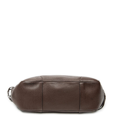 Prada Side Drawstring Push Lock Flap Bag Dark Brown Vitello Dyno — view 6