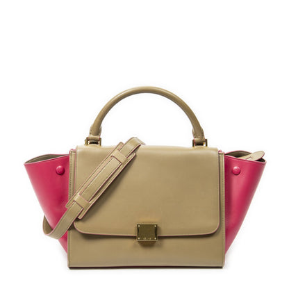 Celine Small Medium Swing Beige Pink Calfskin Leather Messenger Bag