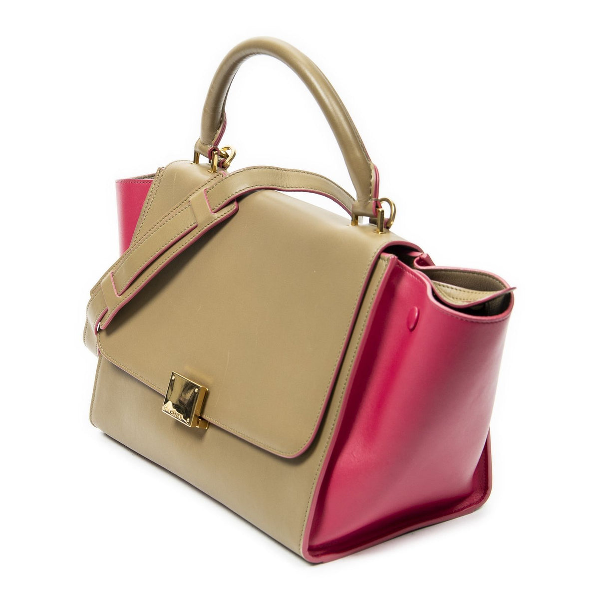 Celine Small Medium Swing Beige Pink Calfskin Leather Messenger Bag — view 2