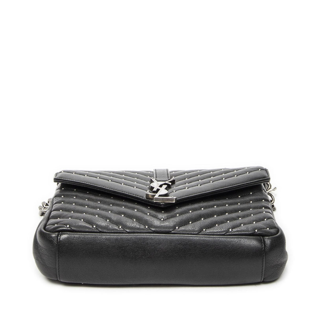 Saint Laurent Medium College Bag Black Matelasse Chevron Leather — view 6