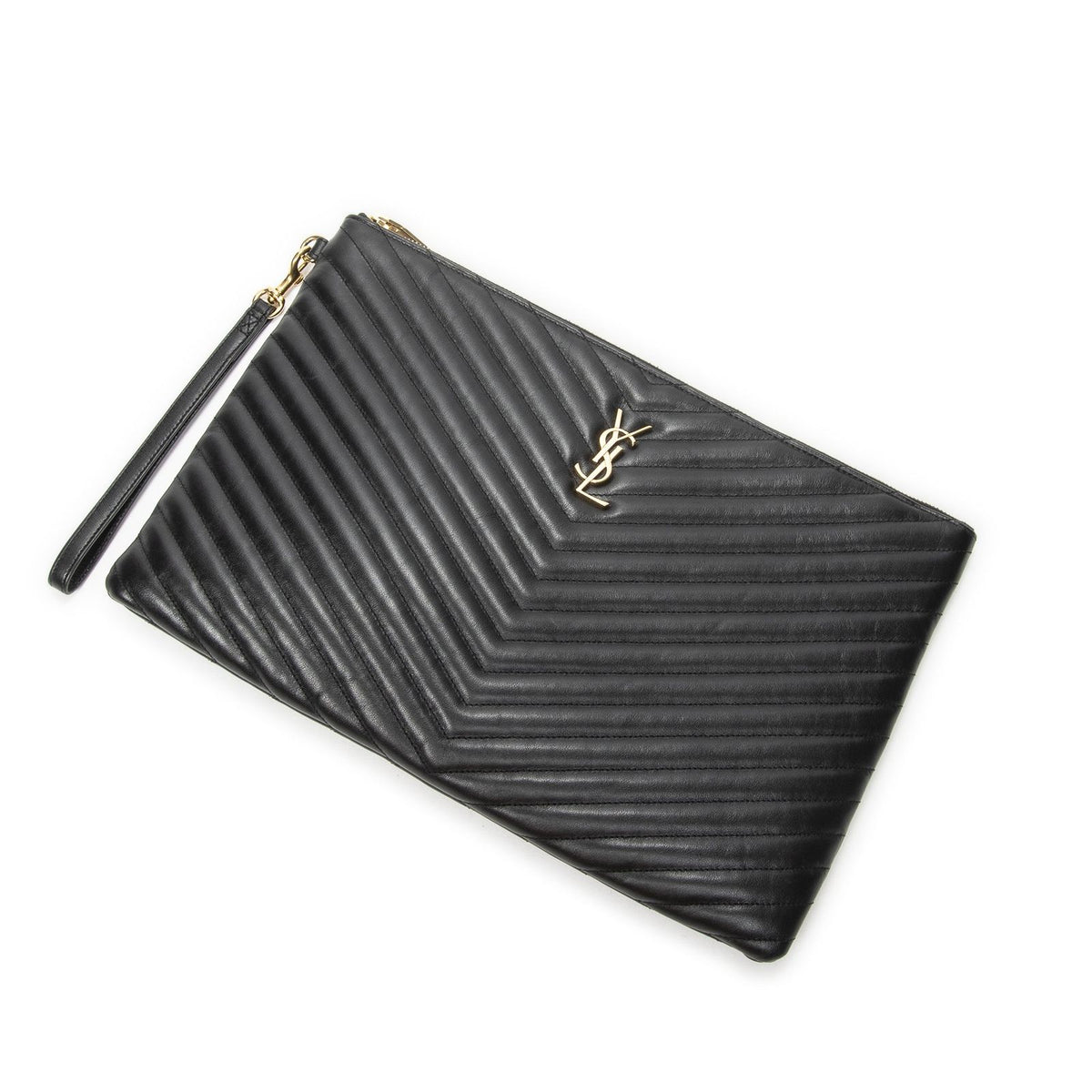 Saint Laurent Cassandre Clutchblack Matelasse Chevron Leather Shoulder Bag