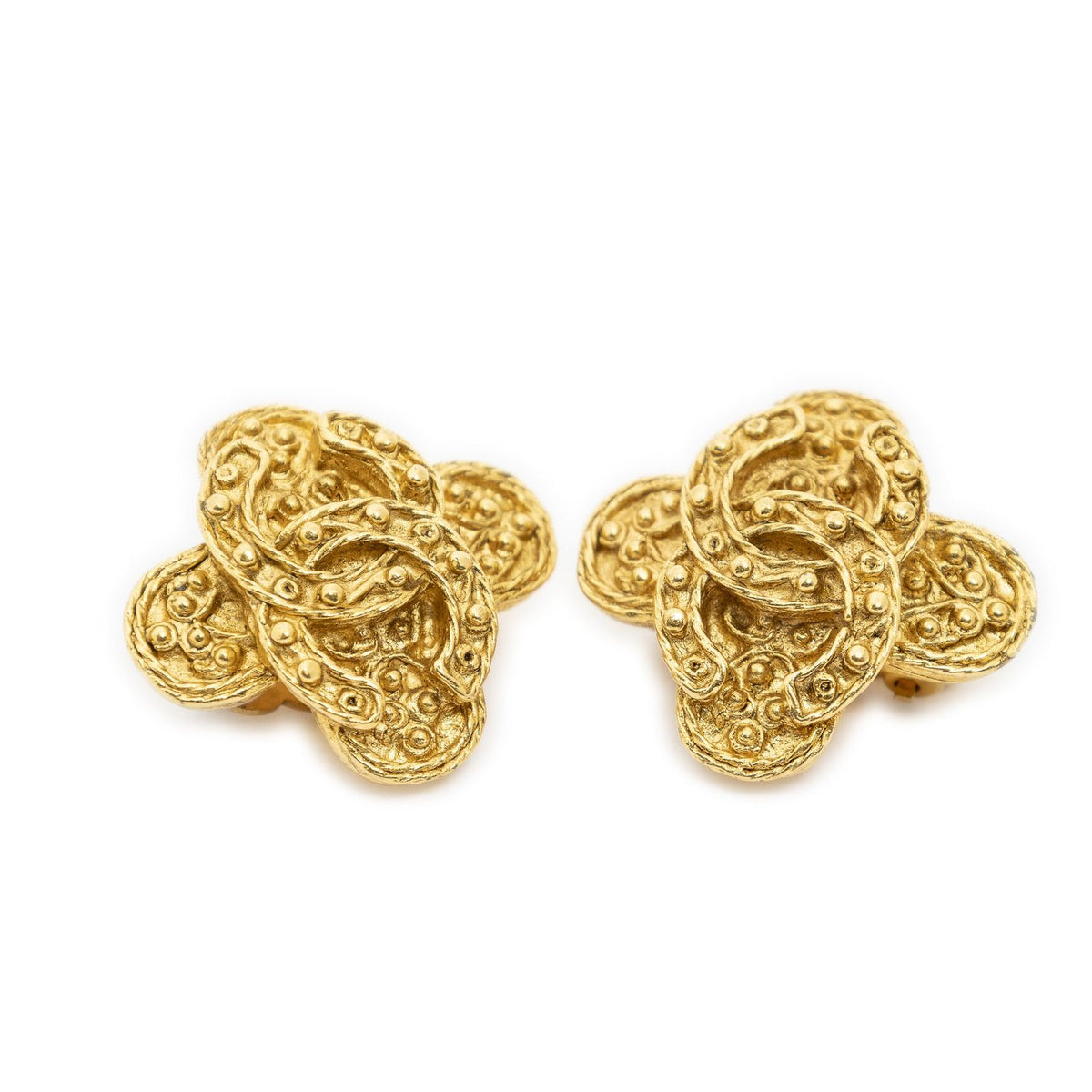 Chanel CC Logo Clip-On Earrings Gold Plated