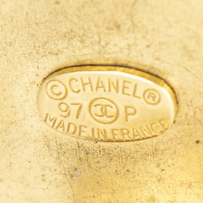 Chanel CC Resin Holographic Camellia Round Clip On Earrings Gold — view 3
