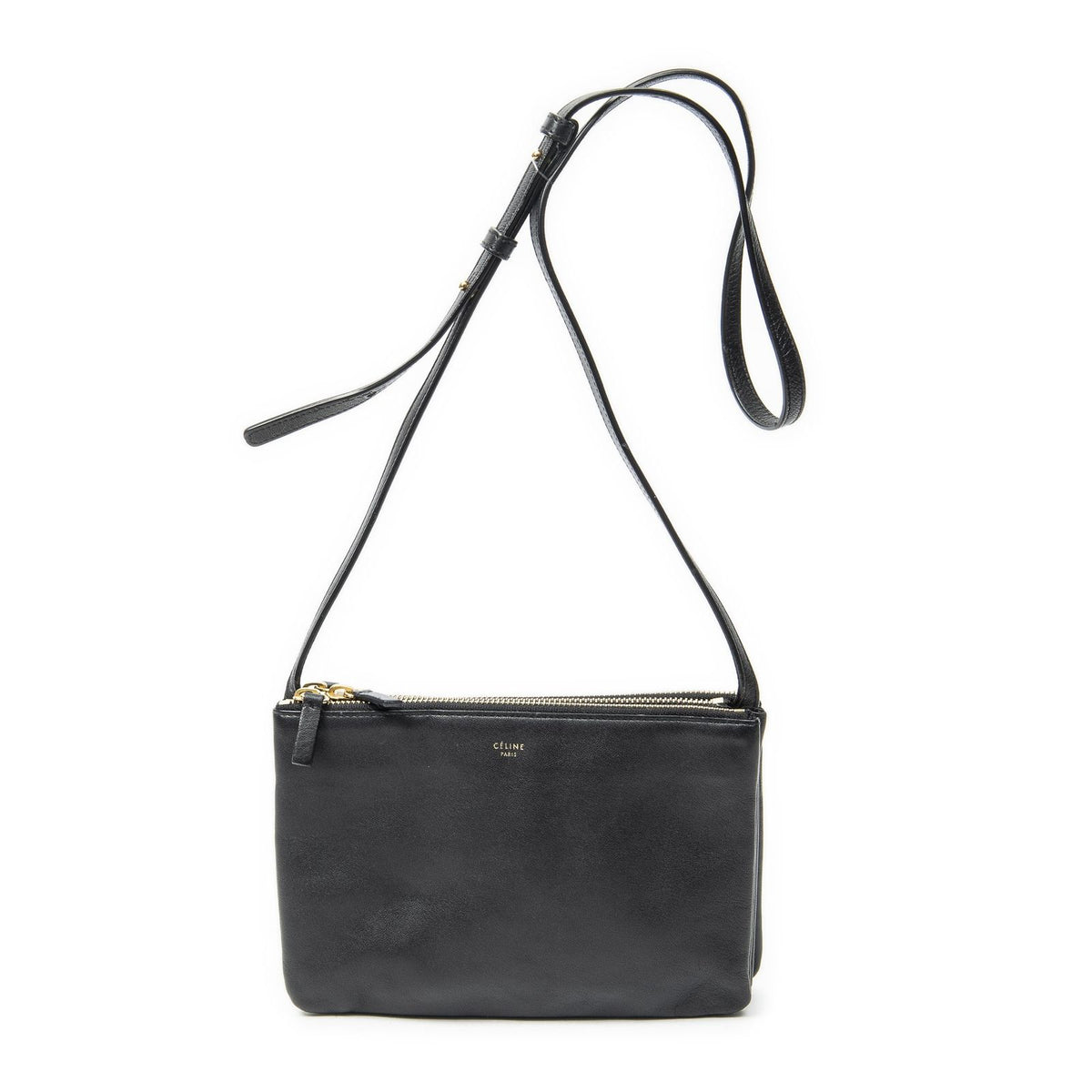 Celine Small Trio Crossbody Black Calfskin Leather