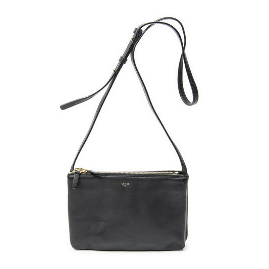Celine Small Trio Crossbody Black Calfskin Leather