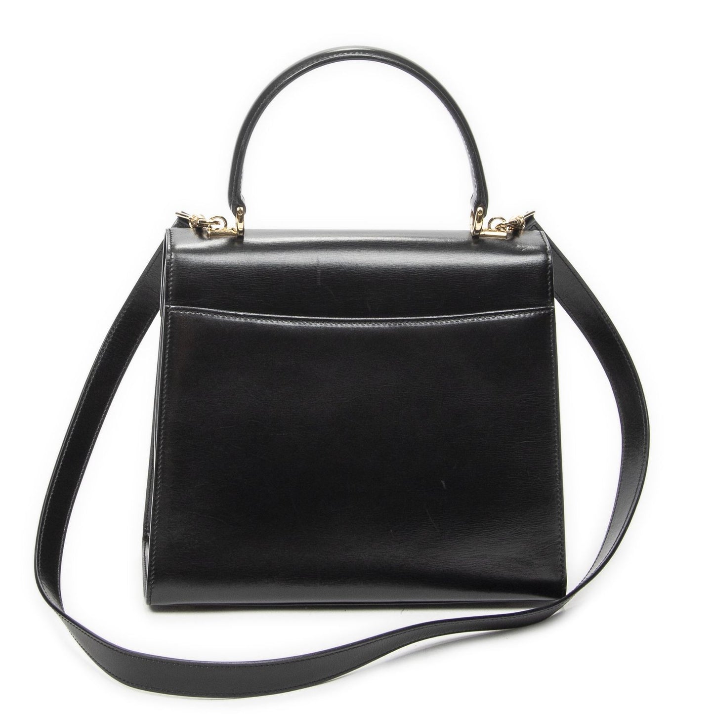 Gucci Vintage Flap Bag Top Handle Black Smooth Calfskin — view 5