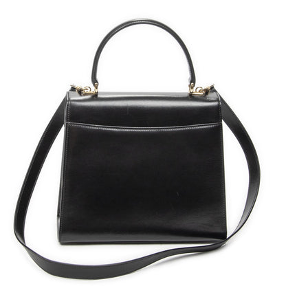 Gucci Vintage Flap Bag Top Handle Black Smooth Calfskin — view 5