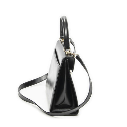 Gucci Vintage Flap Bag Top Handle Black Smooth Calfskin — view 4
