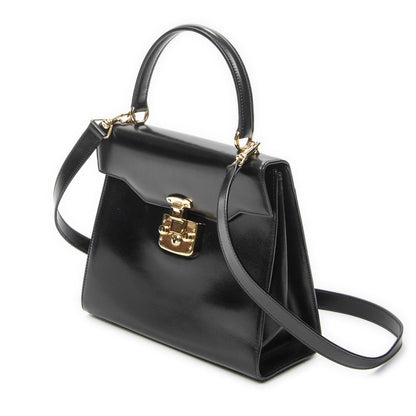 Gucci Vintage Flap Bag Top Handle Black Smooth Calfskin — view 2