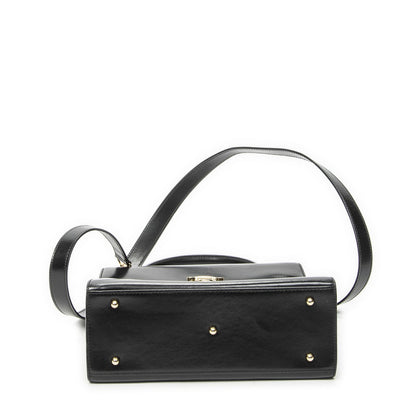 Gucci Vintage Flap Bag Top Handle Black Smooth Calfskin — view 6