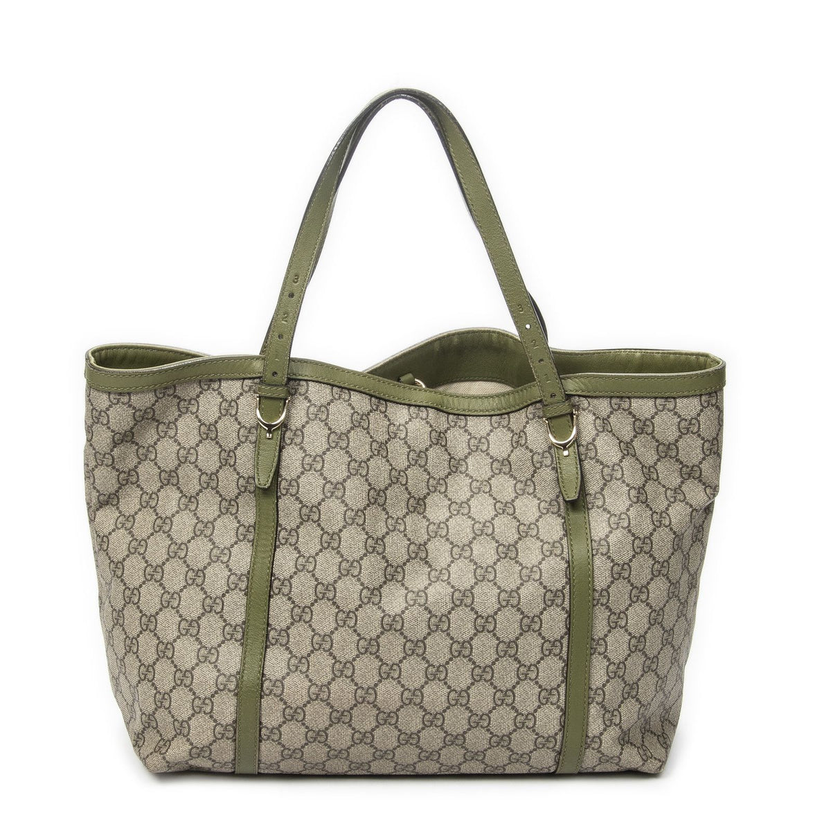 Gucci Tote Bag Beige Green Supreme Canvas