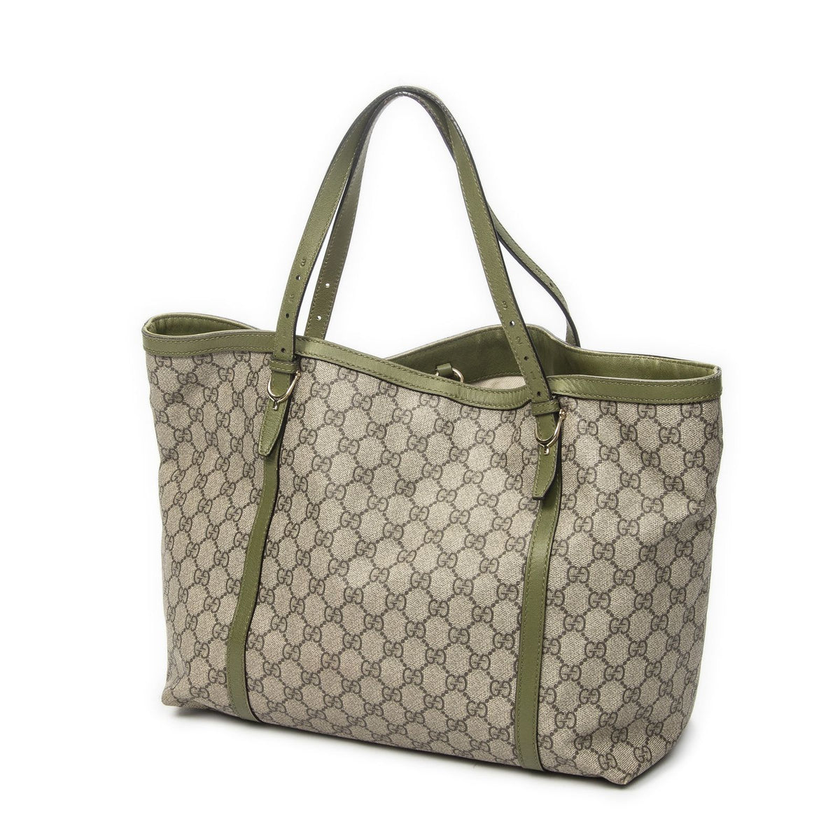 Gucci Tote Bag Beige Green Supreme Canvas — view 2