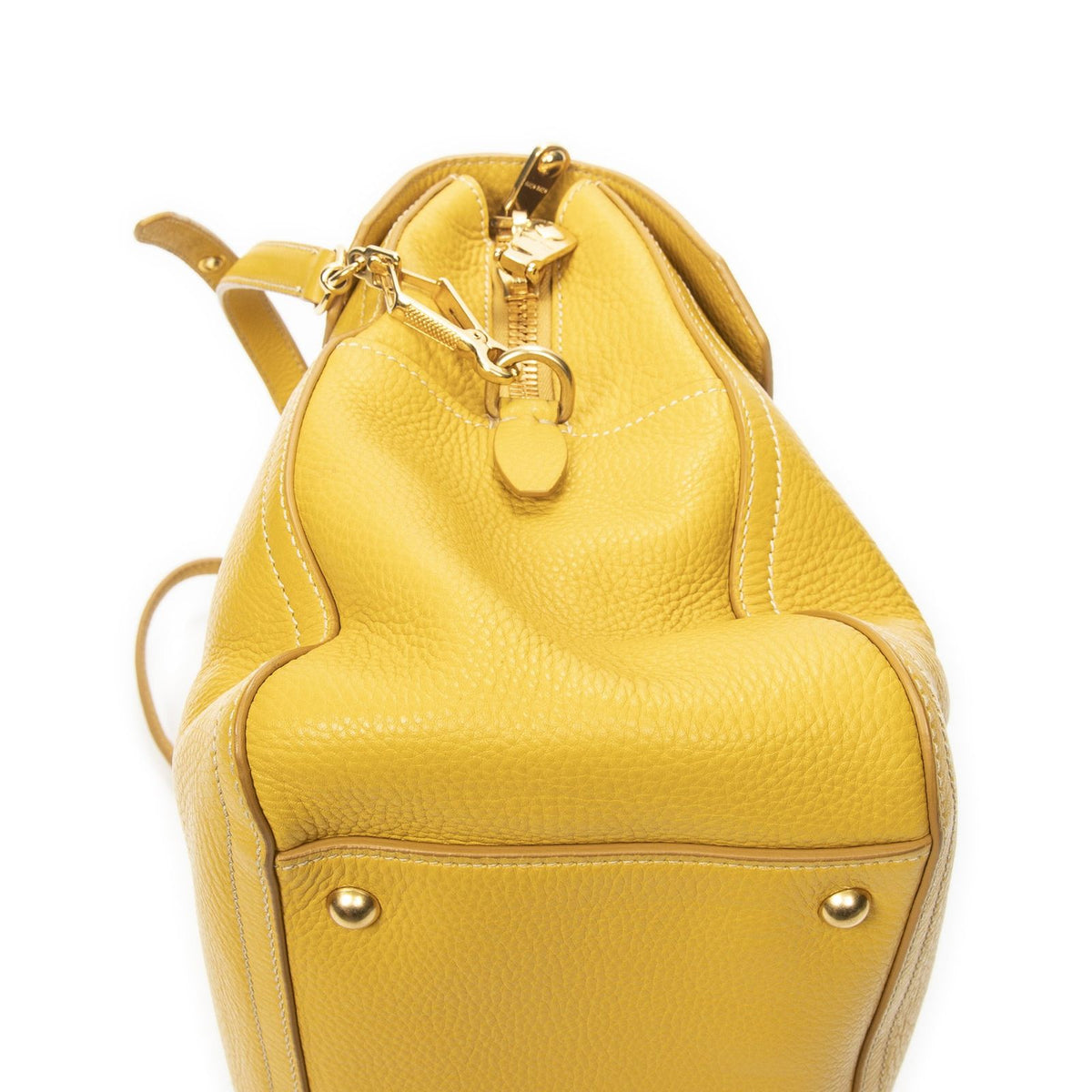 Miu Miu Turn Lock Flap Bag Top Handle Yellow Vitello Cali — view 7