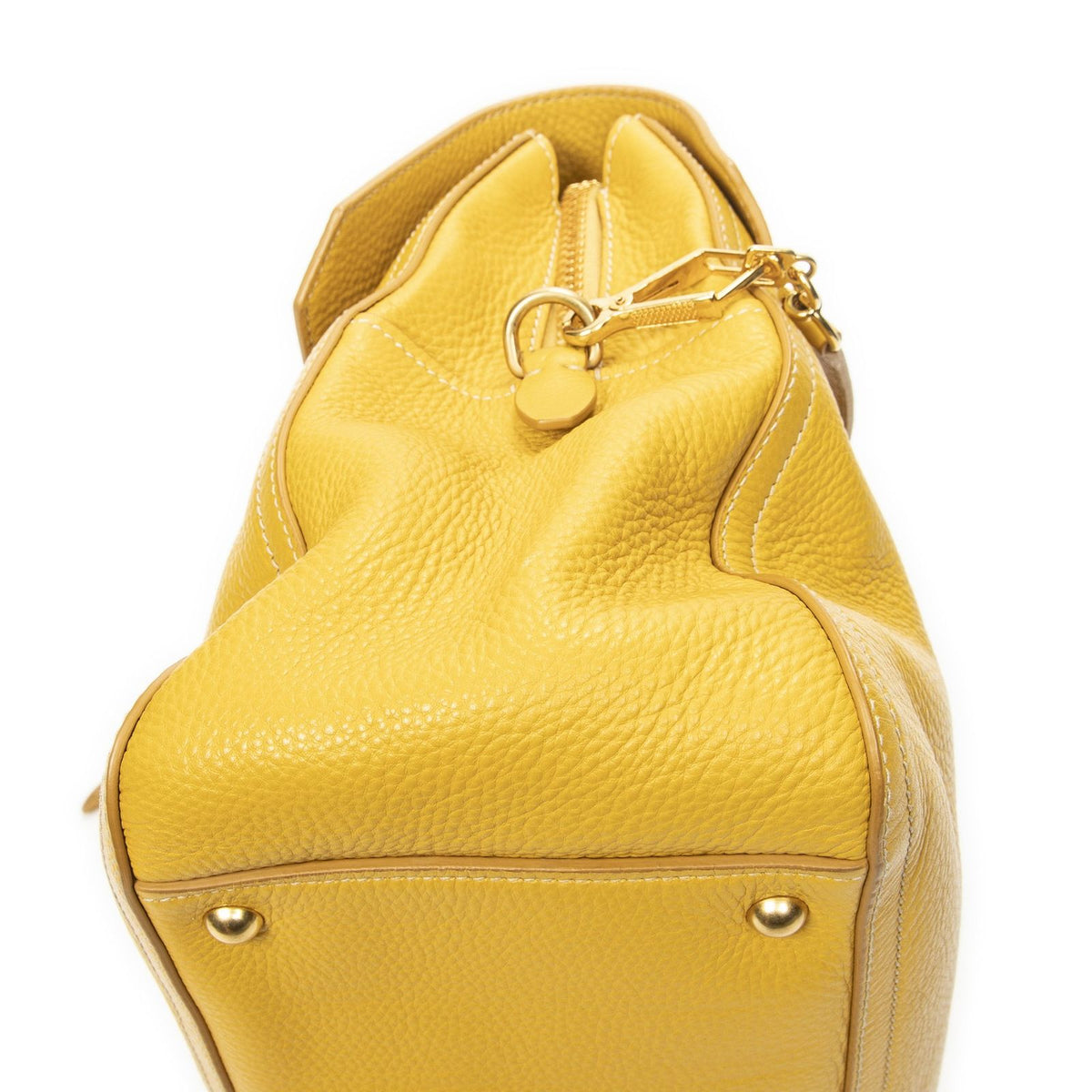 Miu Miu Turn Lock Flap Bag Top Handle Yellow Vitello Cali — view 8