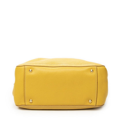 Miu Miu Turn Lock Flap Bag Top Handle Yellow Vitello Cali — view 6