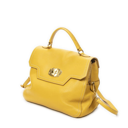 Miu Miu Turn Lock Flap Bag Top Handle Yellow Vitello Cali — view 2