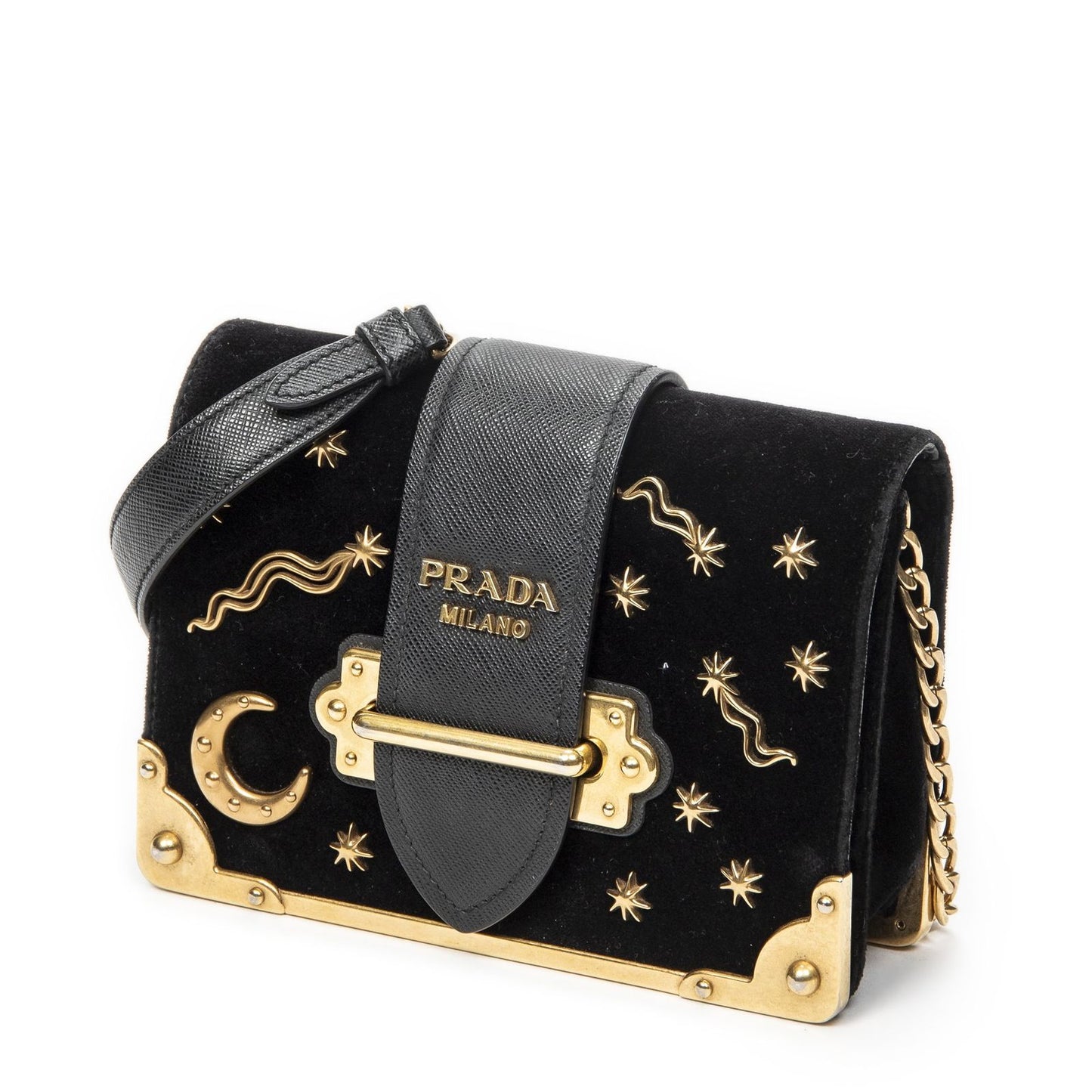 Prada Cahier Astrology Crossbody Black Embellished Canvas — view 2