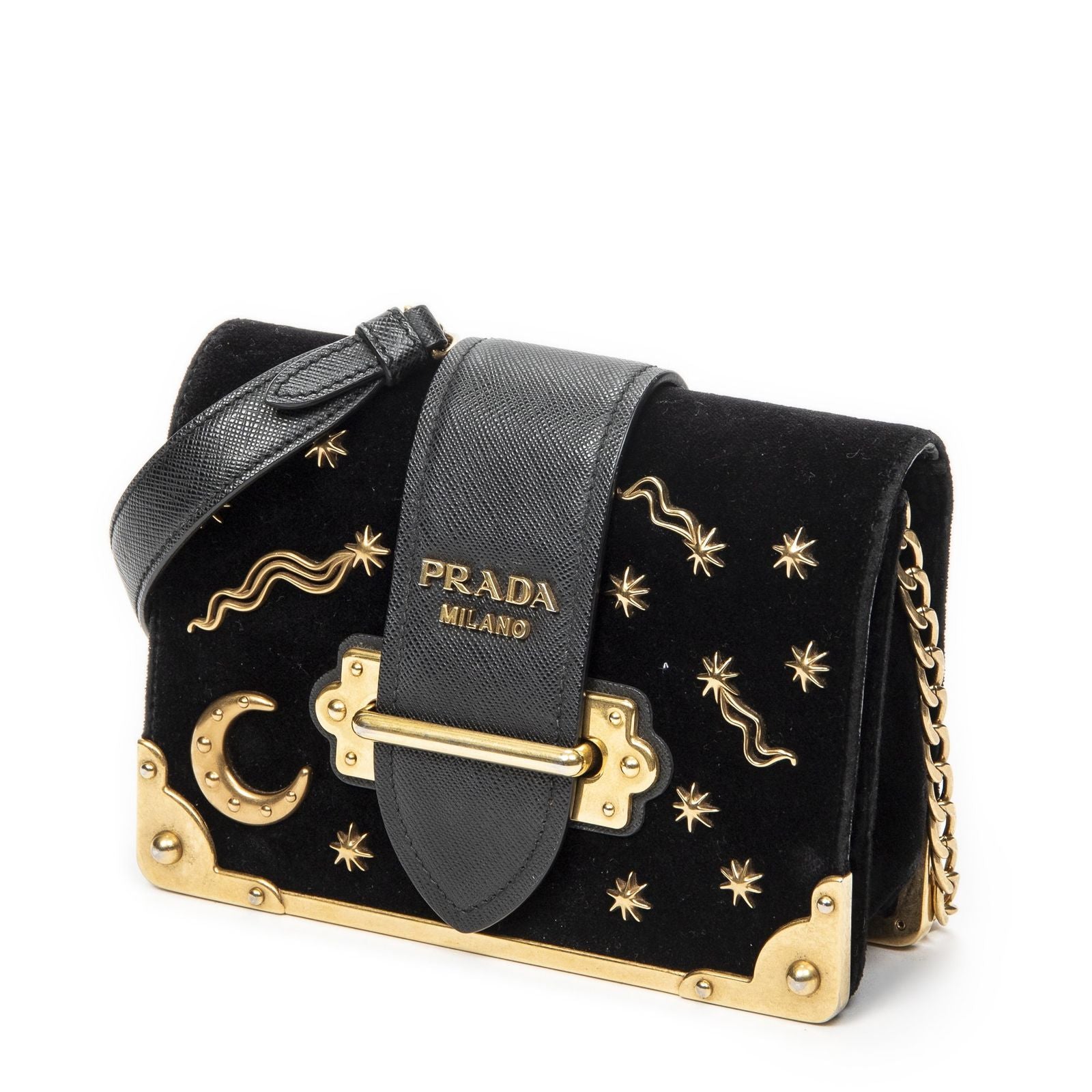 Prada Cahier Astrology Crossbody Black Embellished Canvas — view 2